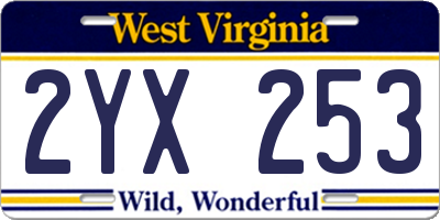 WV license plate 2YX253