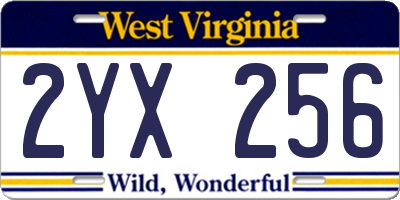 WV license plate 2YX256