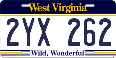 WV license plate 2YX262