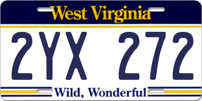 WV license plate 2YX272