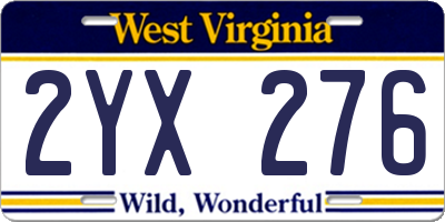 WV license plate 2YX276