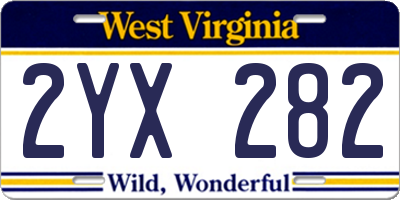 WV license plate 2YX282