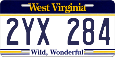 WV license plate 2YX284