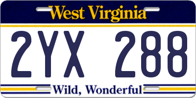 WV license plate 2YX288