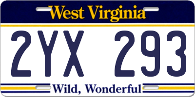 WV license plate 2YX293
