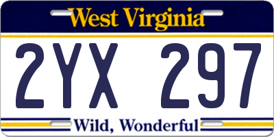 WV license plate 2YX297