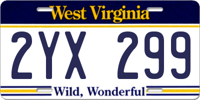 WV license plate 2YX299