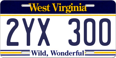 WV license plate 2YX300