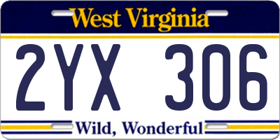 WV license plate 2YX306