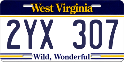 WV license plate 2YX307