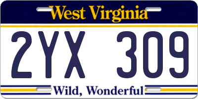 WV license plate 2YX309