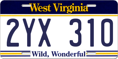 WV license plate 2YX310