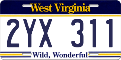 WV license plate 2YX311