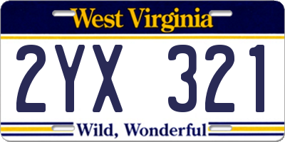 WV license plate 2YX321