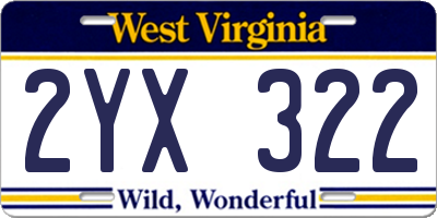 WV license plate 2YX322