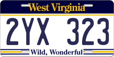 WV license plate 2YX323