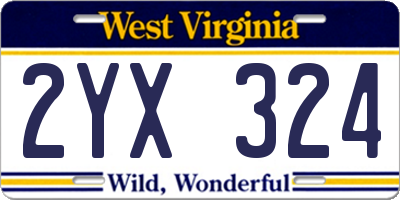 WV license plate 2YX324
