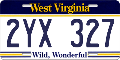WV license plate 2YX327