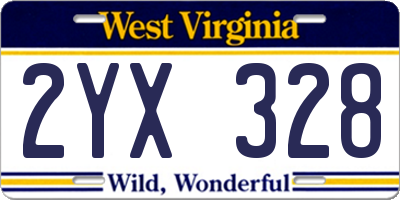 WV license plate 2YX328