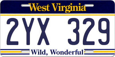 WV license plate 2YX329