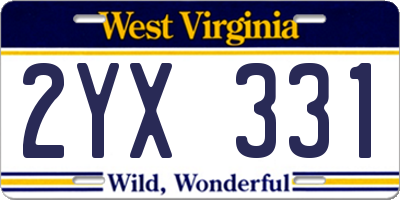 WV license plate 2YX331