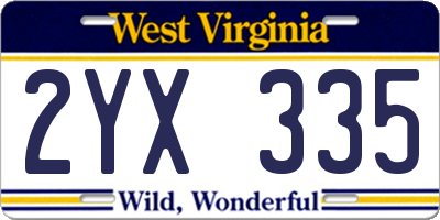 WV license plate 2YX335