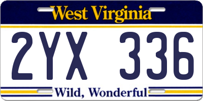 WV license plate 2YX336