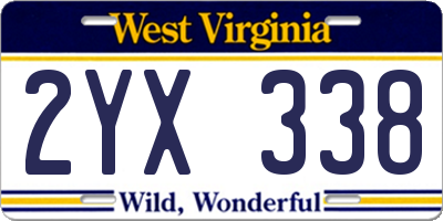 WV license plate 2YX338