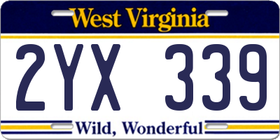 WV license plate 2YX339