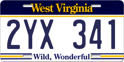WV license plate 2YX341