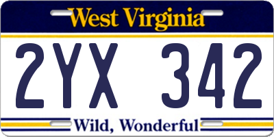 WV license plate 2YX342