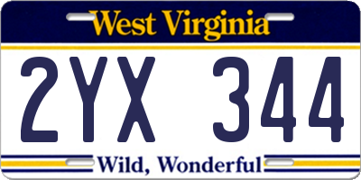 WV license plate 2YX344