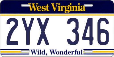 WV license plate 2YX346