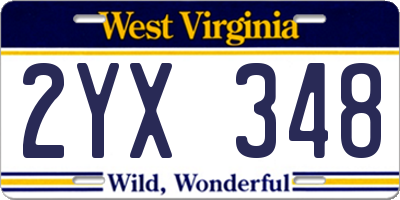 WV license plate 2YX348