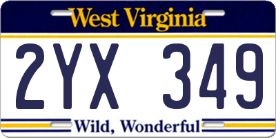 WV license plate 2YX349
