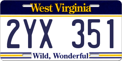 WV license plate 2YX351