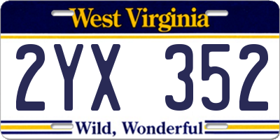 WV license plate 2YX352