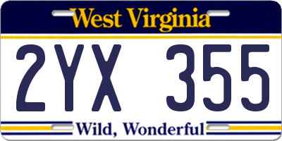 WV license plate 2YX355