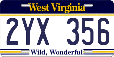 WV license plate 2YX356