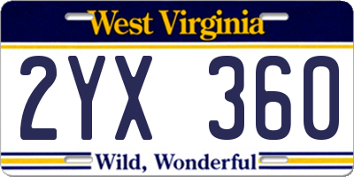 WV license plate 2YX360