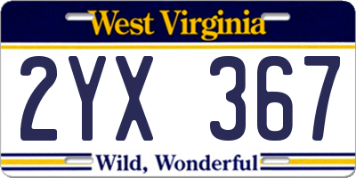 WV license plate 2YX367