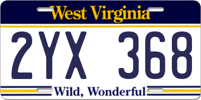 WV license plate 2YX368