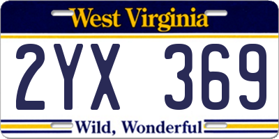 WV license plate 2YX369