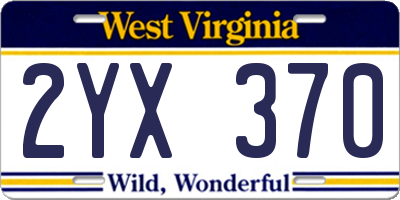 WV license plate 2YX370