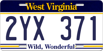 WV license plate 2YX371