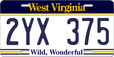 WV license plate 2YX375