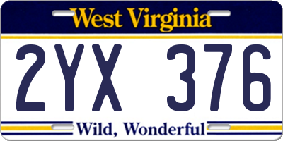 WV license plate 2YX376