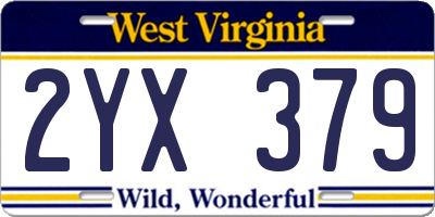WV license plate 2YX379