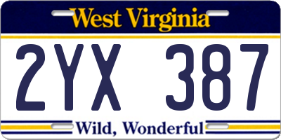 WV license plate 2YX387