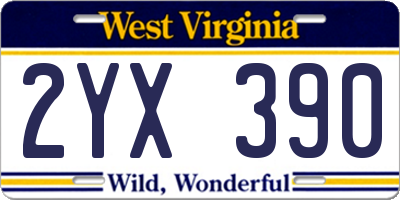 WV license plate 2YX390